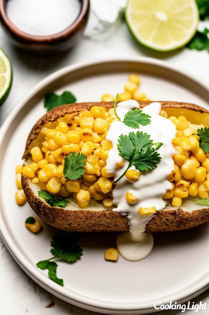 Baked Potatoes With Corn And Crema Mexicana image