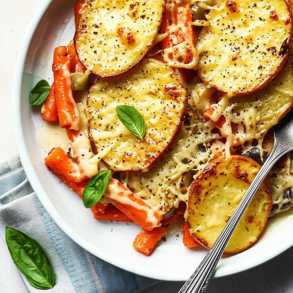 Baked Potatoes Leeks And Carrots image