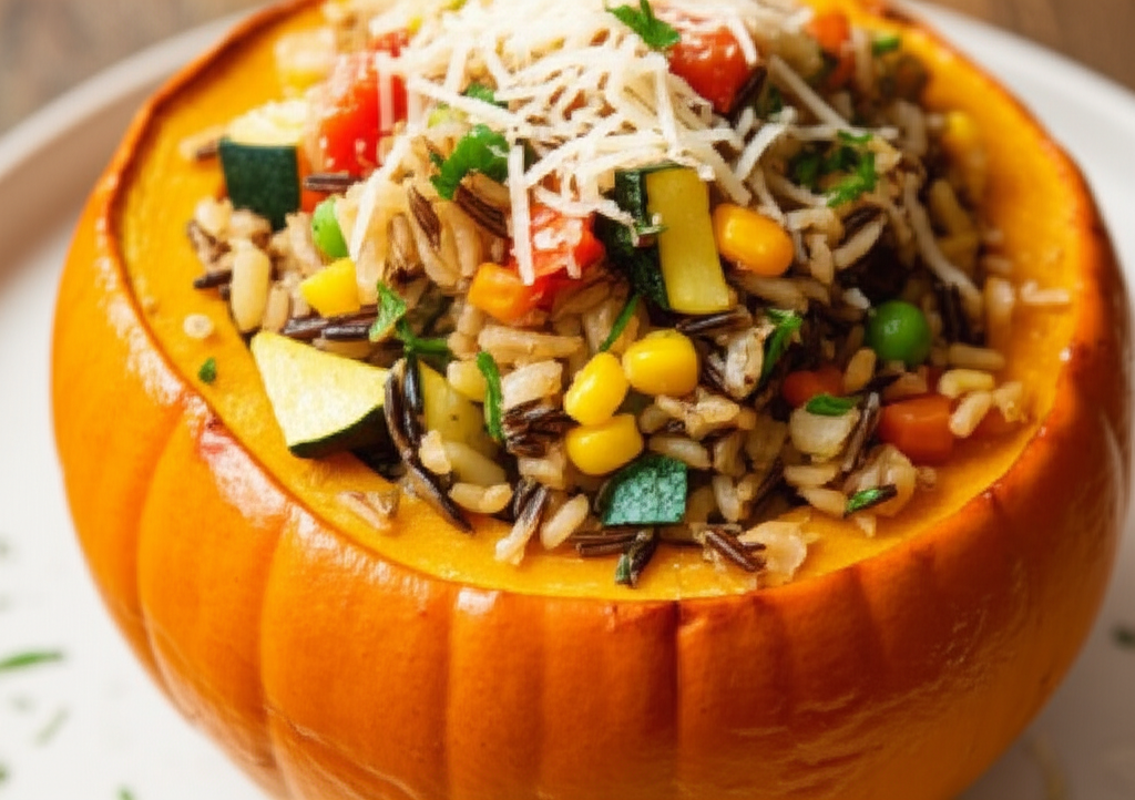 Baked Pumpkins With Wild Rice Stuffing image