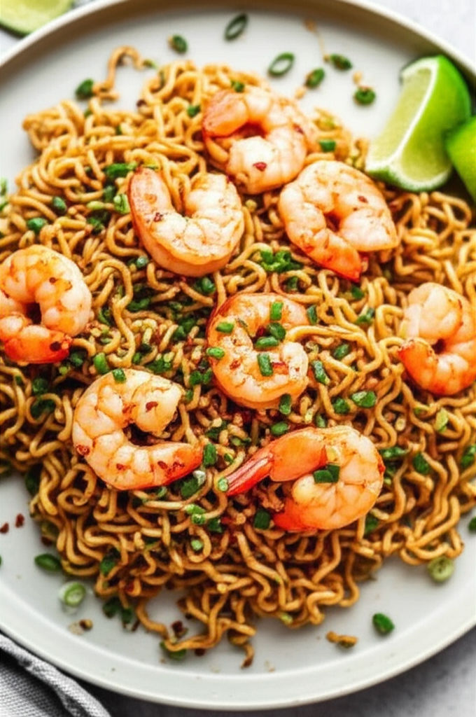 Baked Ramen Noodles With Shrimp image