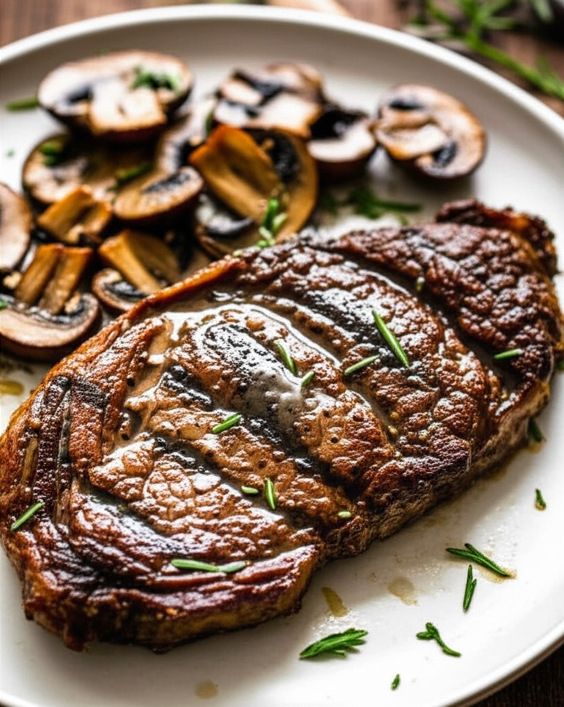 Baked Rib Eye Steaks With Mushrooms image