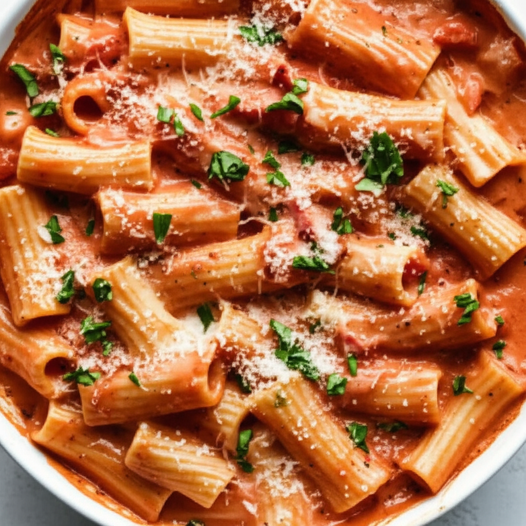 Baked Rigatoni With Cauliflower In A Spicy Pink Sauce image