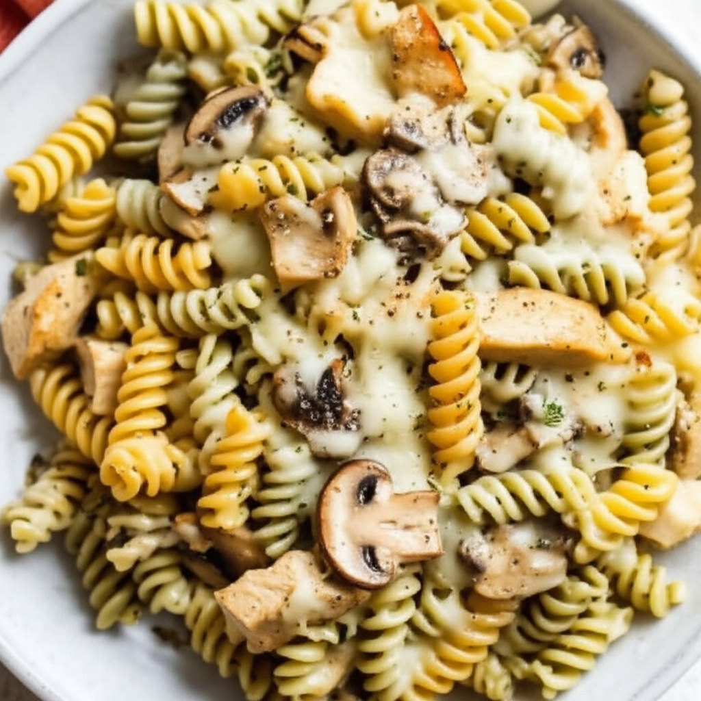 Baked Rotini With Chicken And Mushrooms image