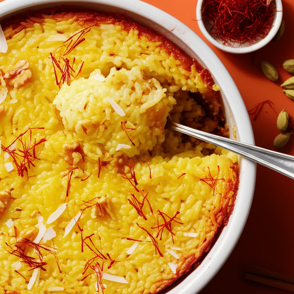 Baked Saffron Rice Pudding image