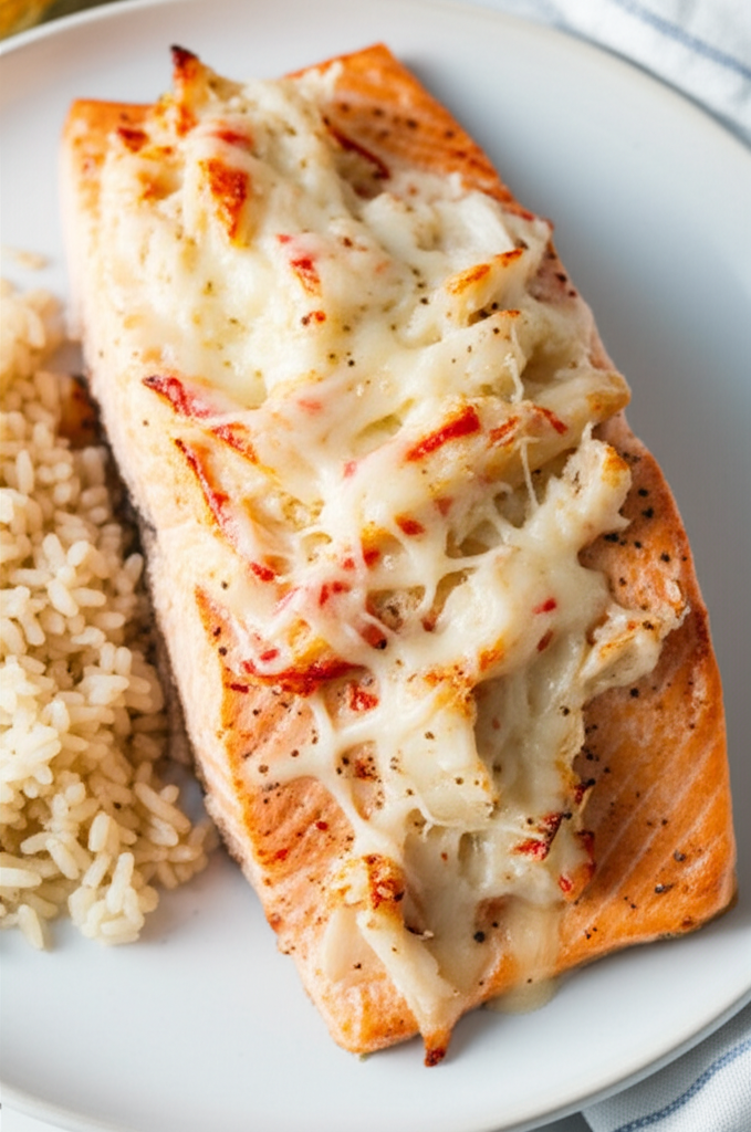 Baked Salmon Topped With Crab image