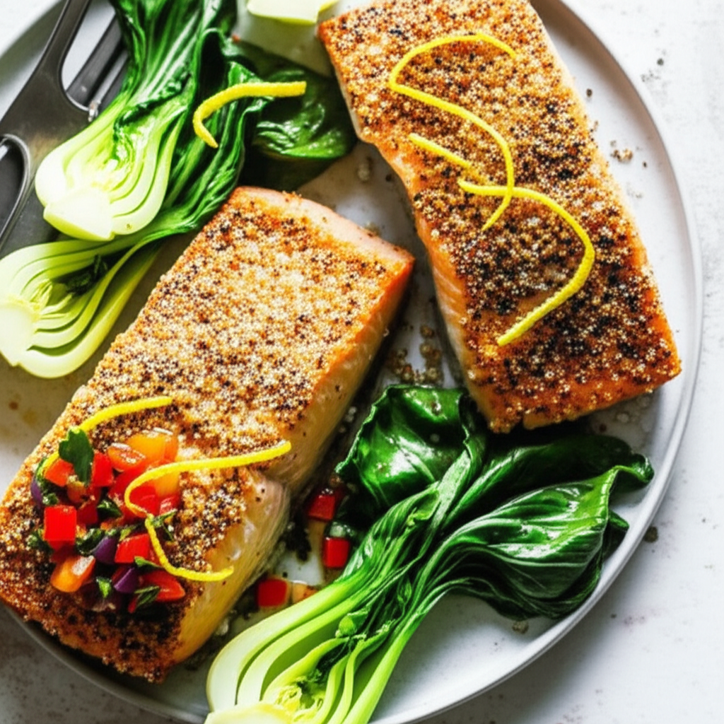 Baked Salmon With Bok Choy image