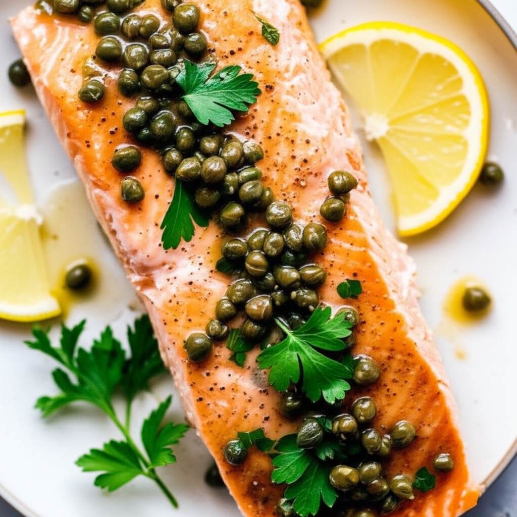 Baked Salmon With Caper Sauce image