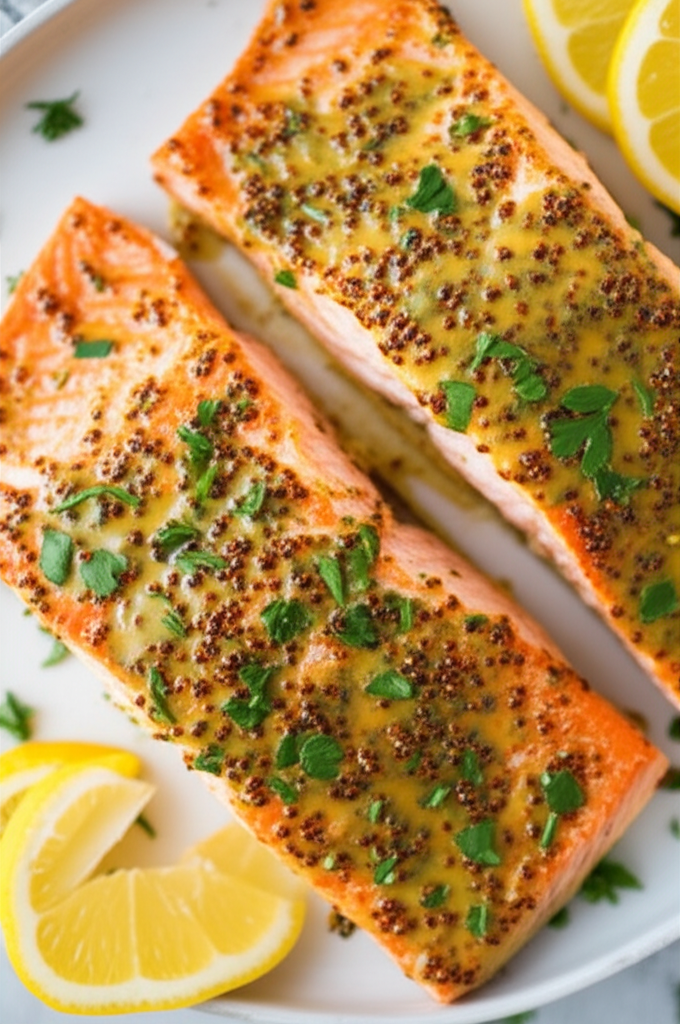 Baked Salmon With Garlic And Dijon image