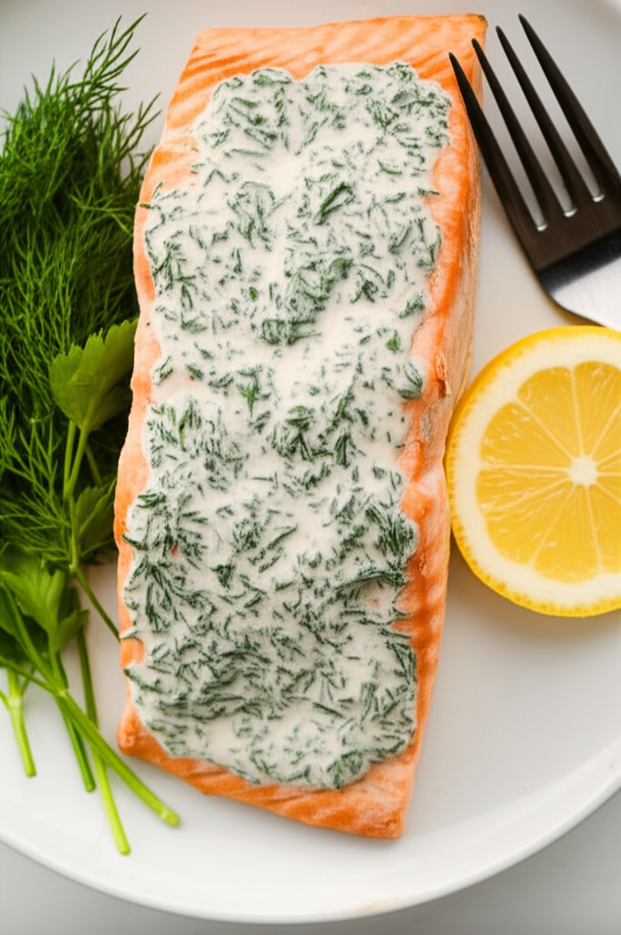 Baked Salmon With Herb Sauce image