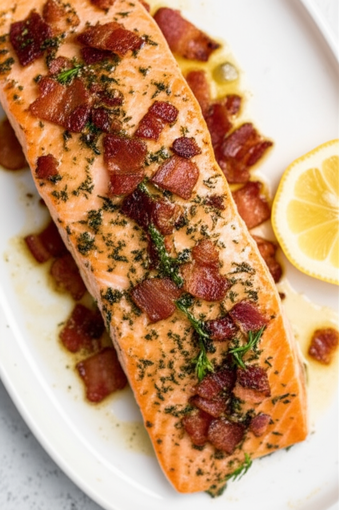 Baked Salmon With Tarragon And Bacon image