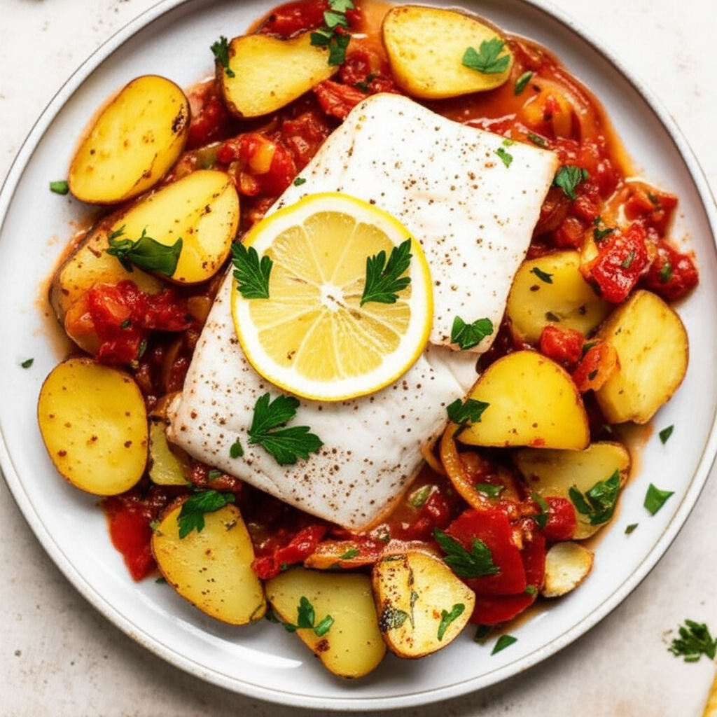 Baked Sea Bass With Vegetables image