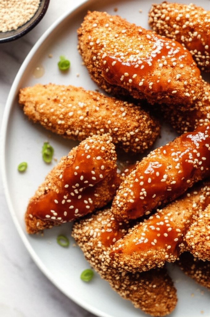 Baked Sesame Chicken With Sweet Sour Sauce image