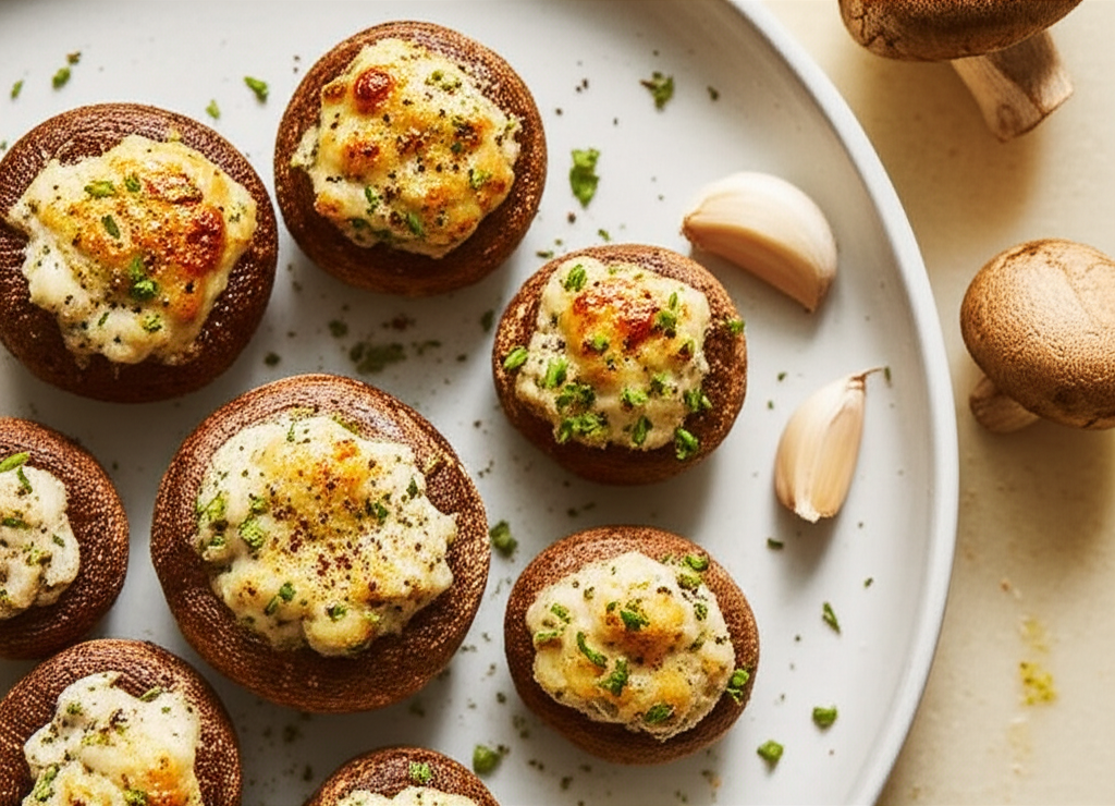 Baked Shiitake Stuffed Mushroom Caps image