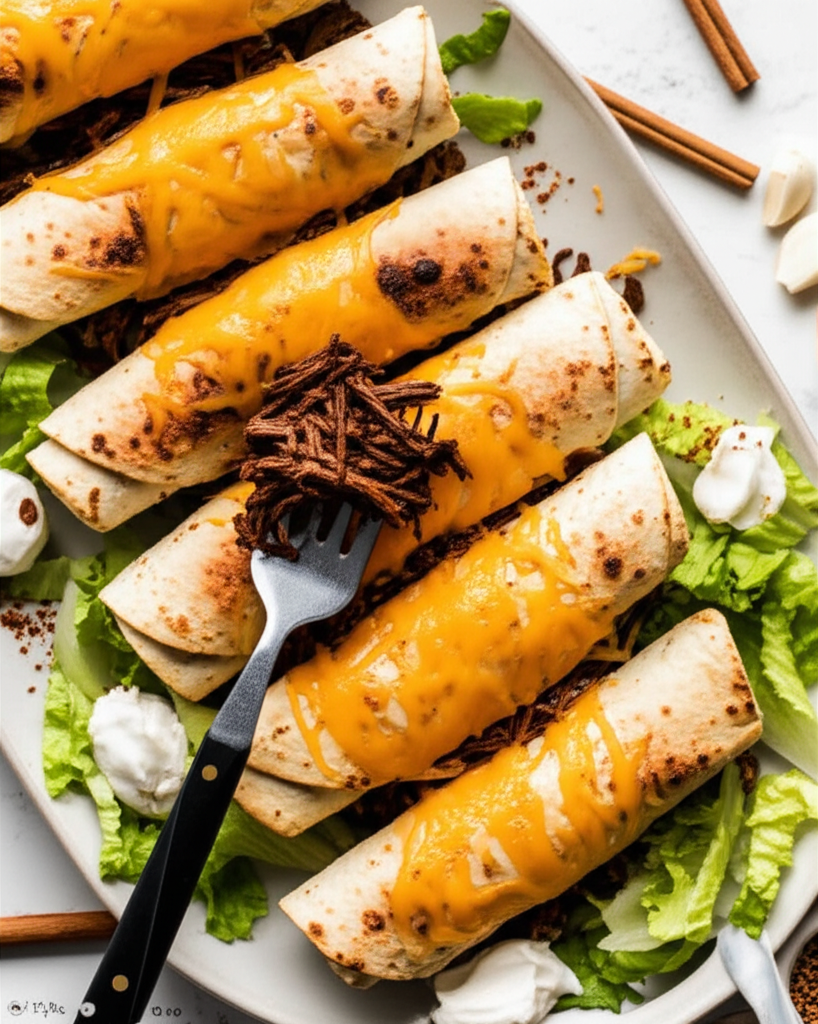 Baked Shredded Beef Chimichangas image