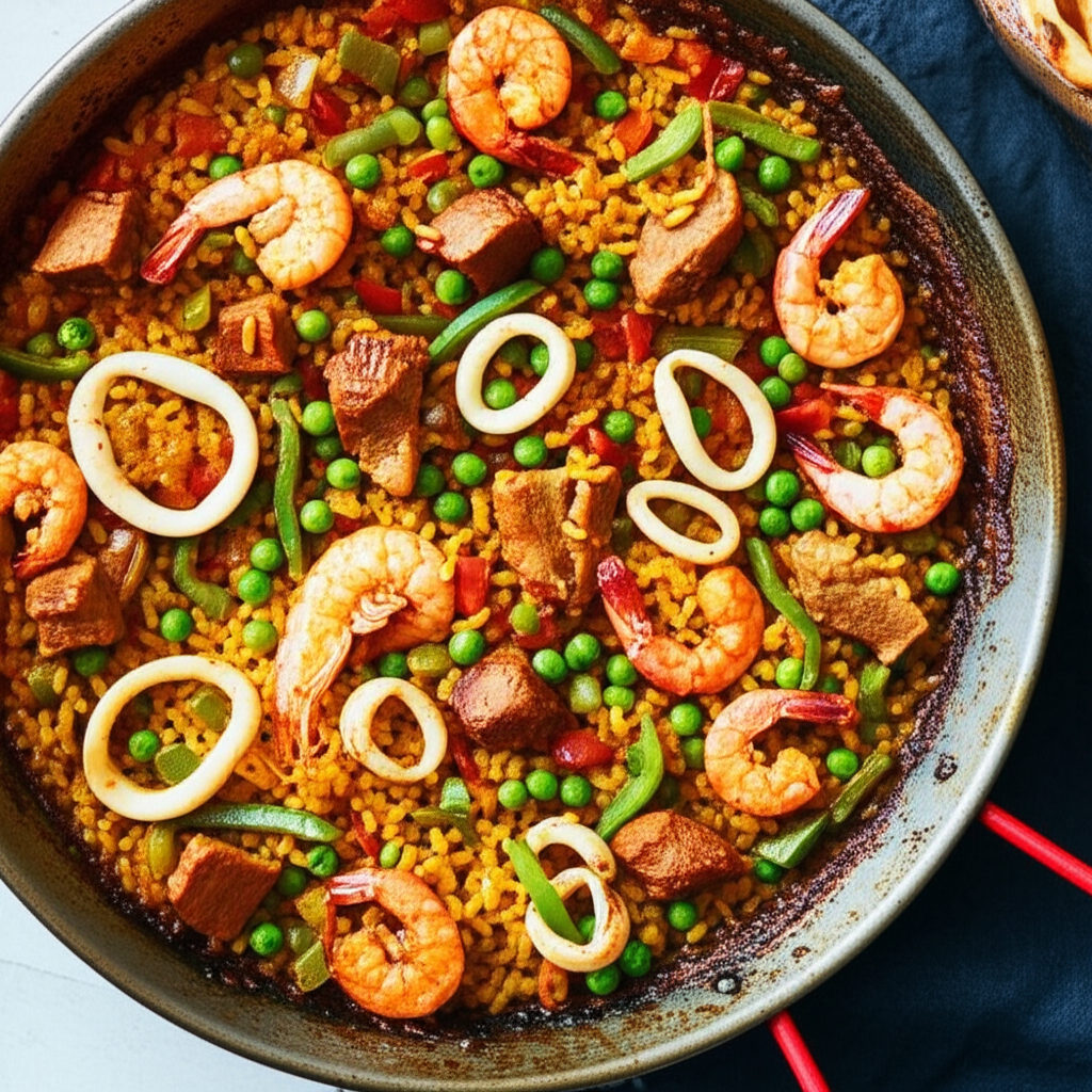 Paella De Cerdo Gambas Y Calamares image
