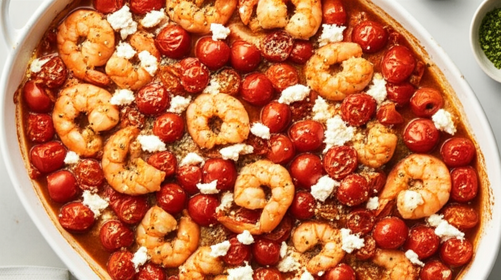 Baked Shrimp With Tomatoes And Feta image