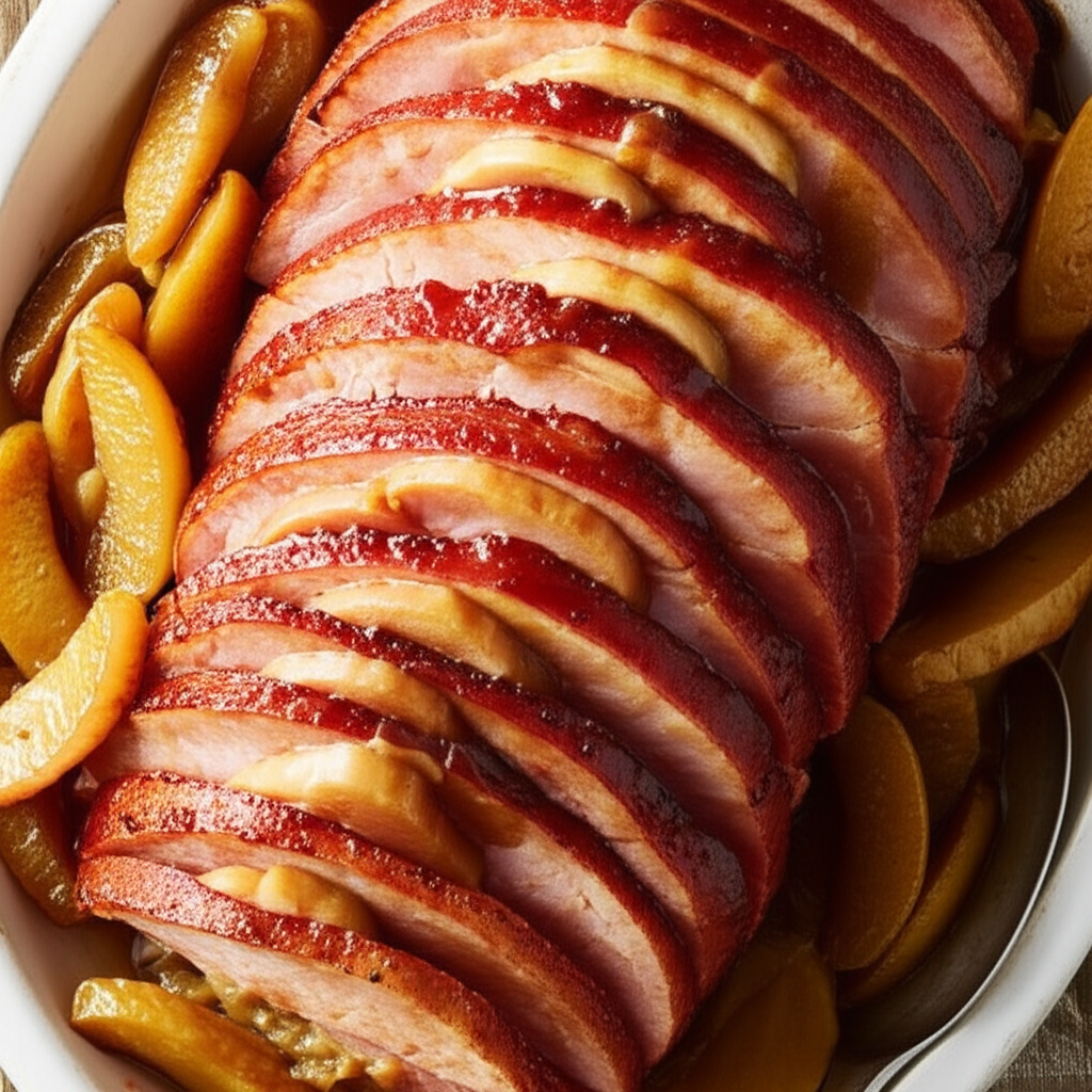 Baked Sliced Ham And Apples image