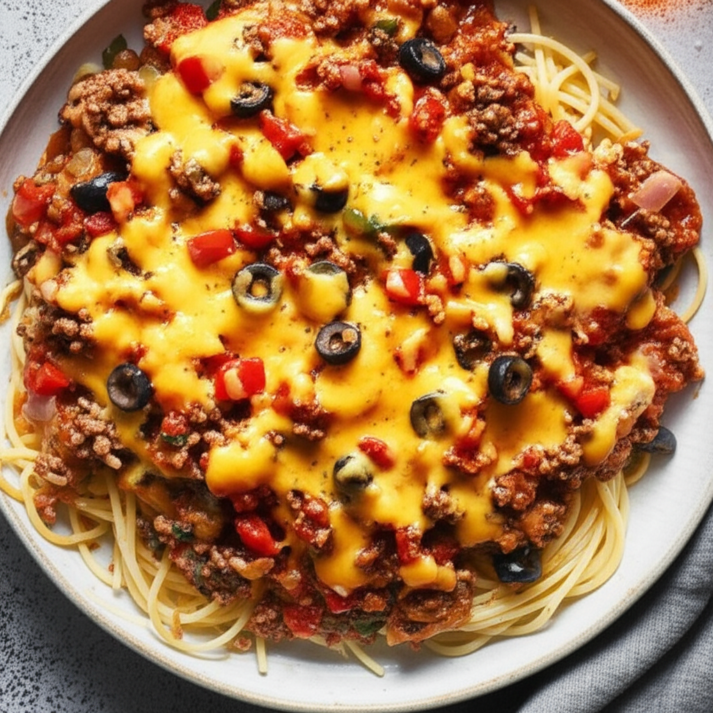 Baked Spaghetti Cheesy Spicy image