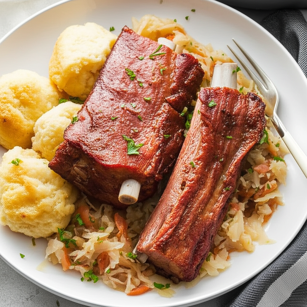 Baked Spareribs And Sauerkraut image