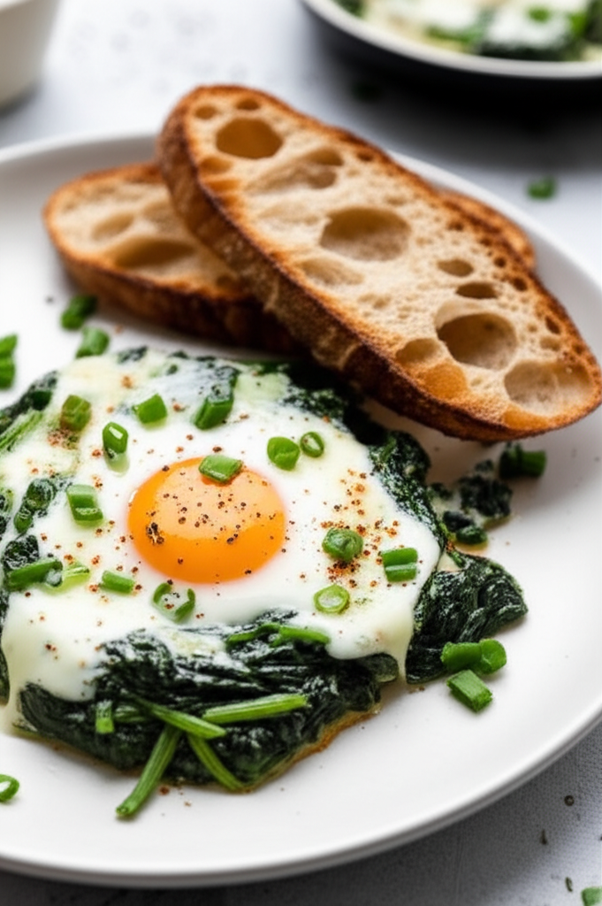 Baked Spinach And Eggs image