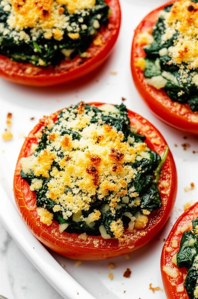 Baked Spinach Topped Tomatoes image