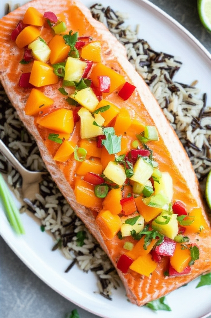 Baked Steelhead Trout Salmon With Apricot Salsa image