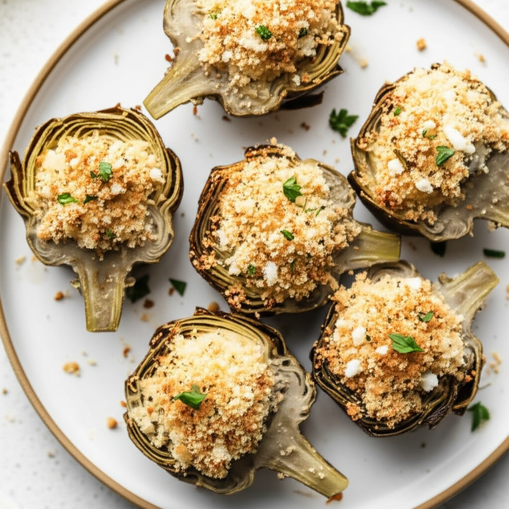 Baked Stuffed Artichoke Hearts image