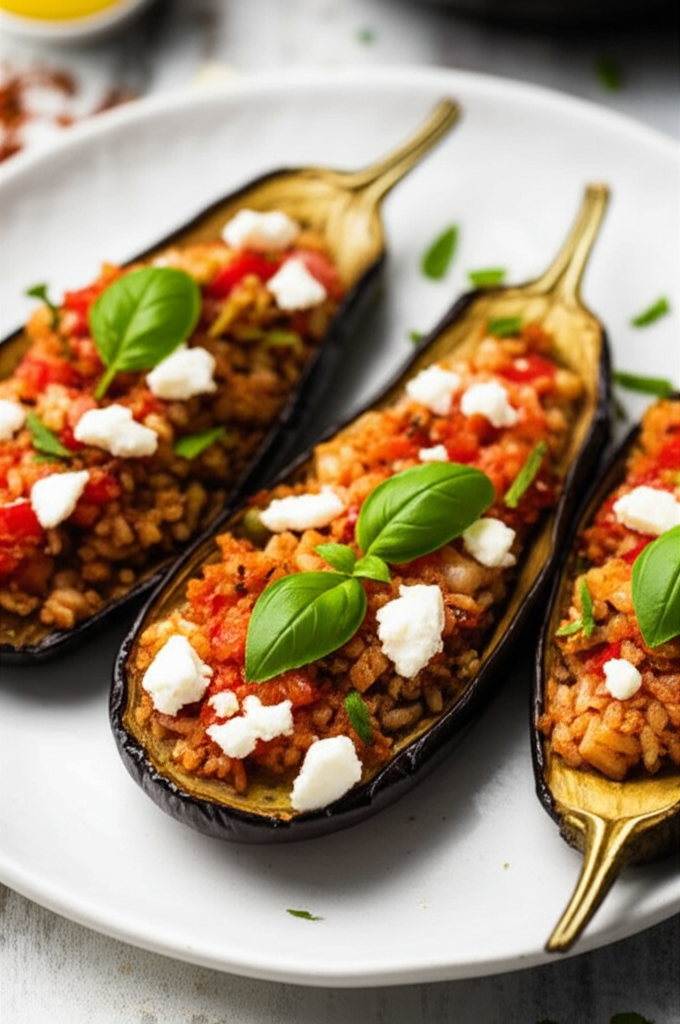 Baked Stuffed Baby Eggplant Aubergine image