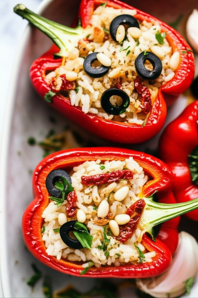 Baked Stuffed Capsicums Or Bell Peppers image