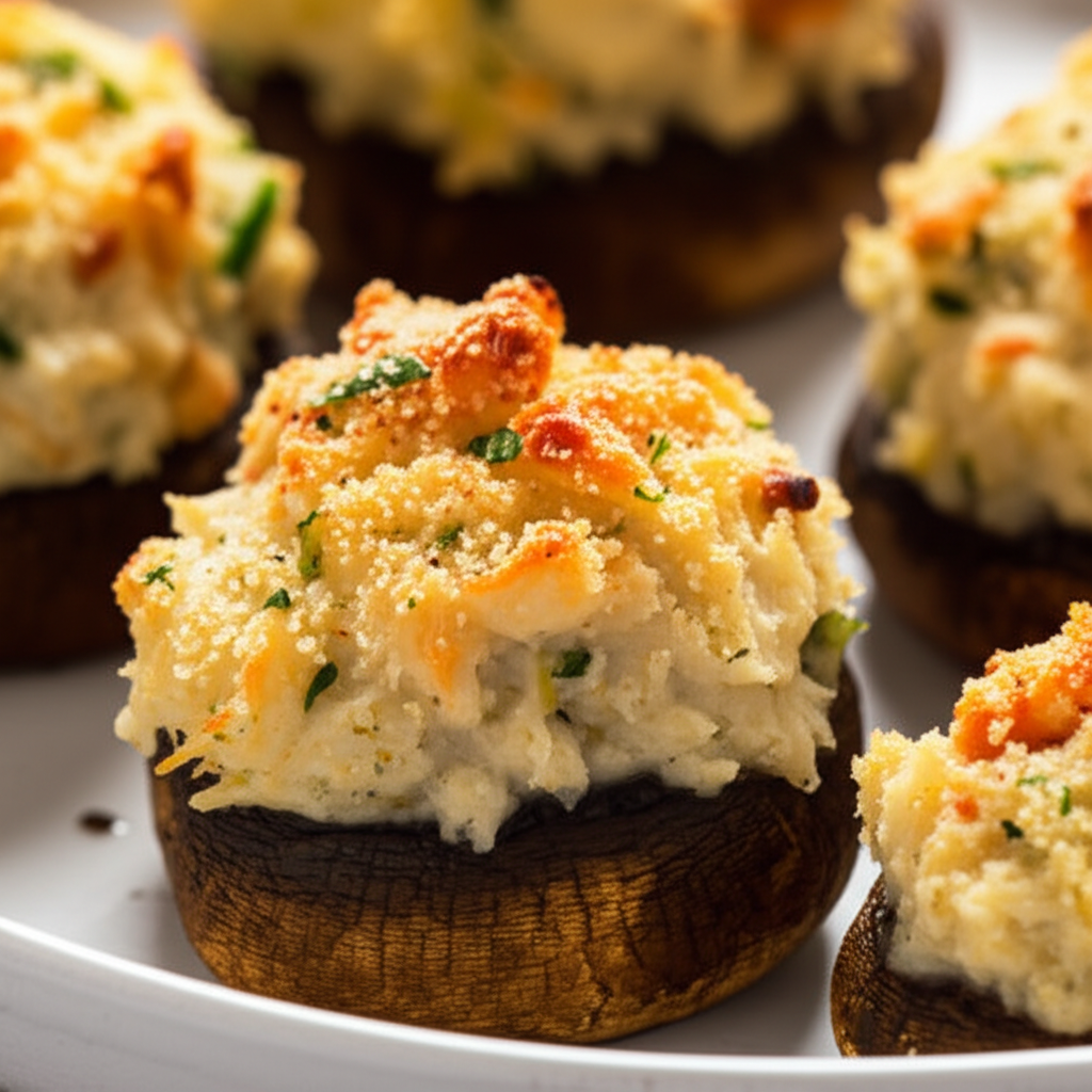 Baked Stuffed Mushrooms With Crab image