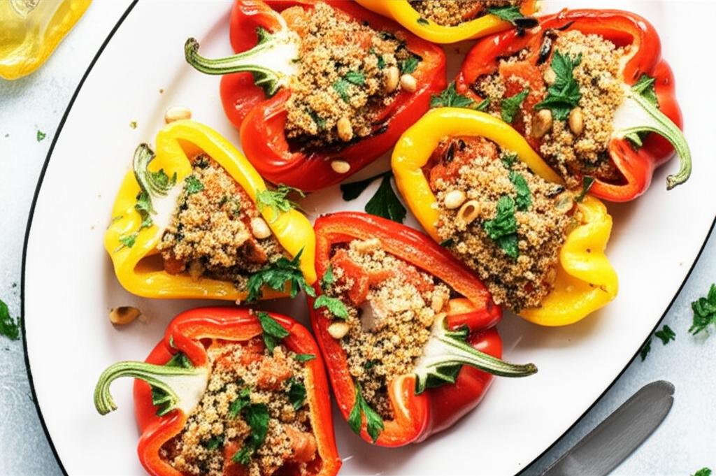 Baked Sweet Red And Yellow Pepper Wedges image