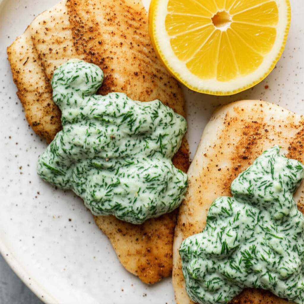 Baked Tilapia With Dill Sauce image