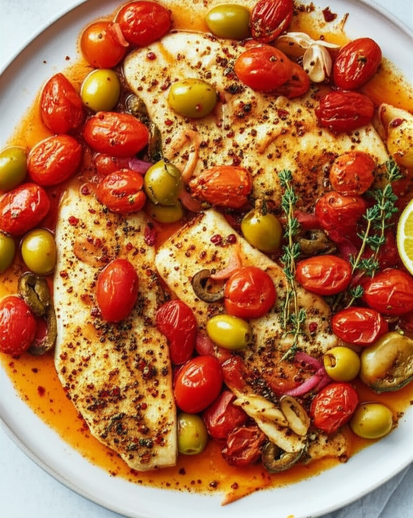 Baked Tilapia With Tomatoes Olives image