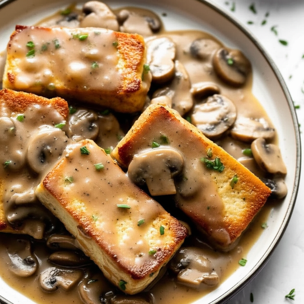 Baked Tofu With Mushroom Gravy image