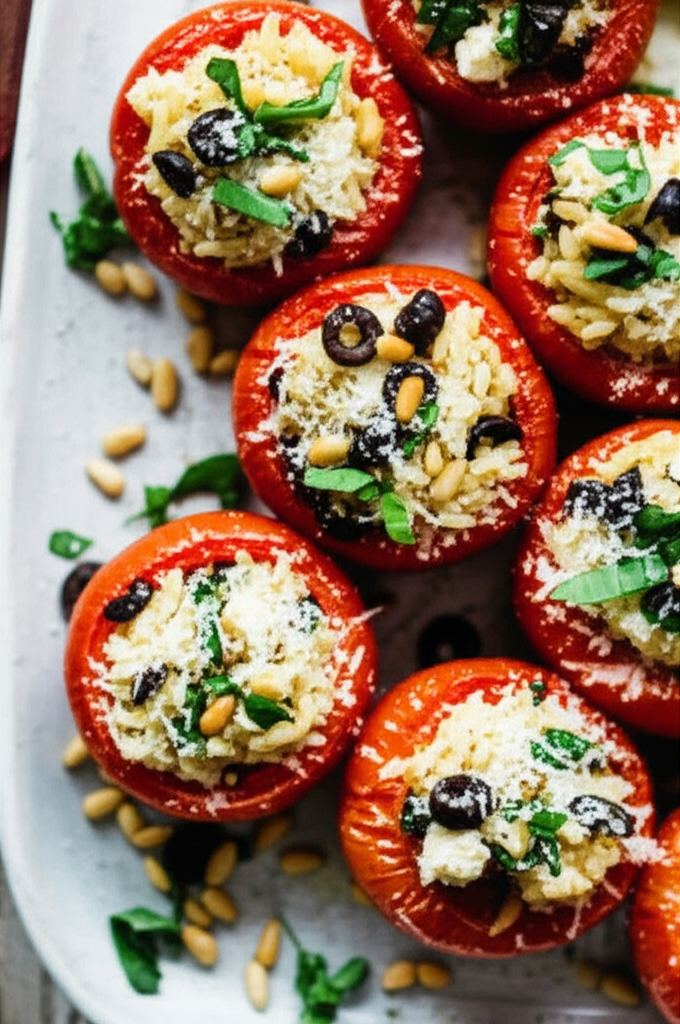 Baked Tomatoes With Orzo And Olives image