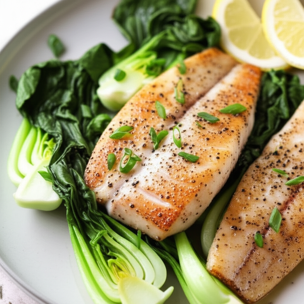 Baked Whiting With Bok Choy And Vermouth image