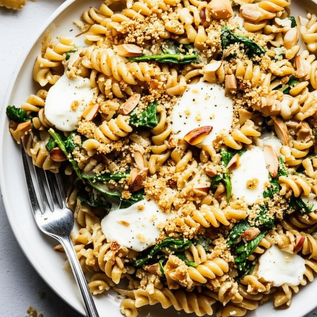 Baked Whole Wheat Pasta With Spinach And Mozzarella image