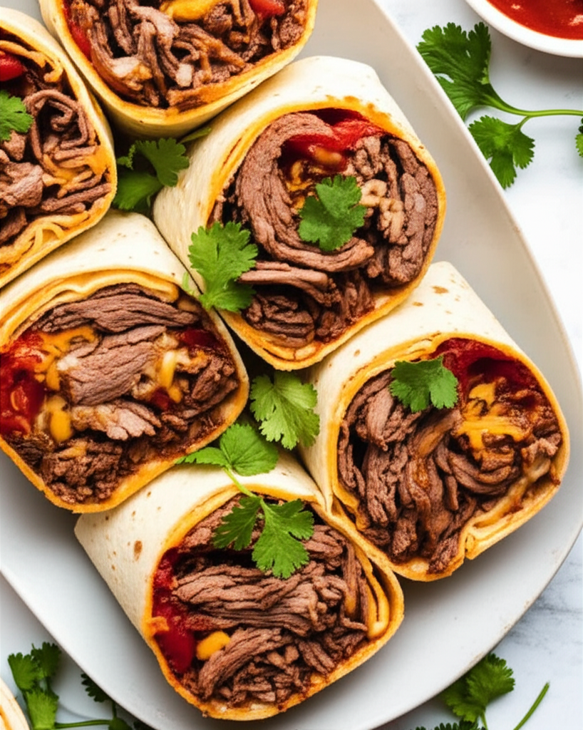 5 Ingredients Slow Cooker Beef Burritos image
