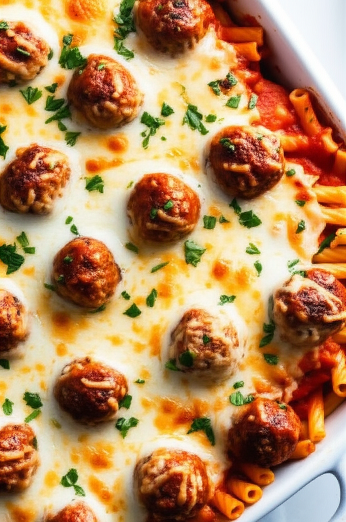 Baked Ziti And Meatball Casserole image