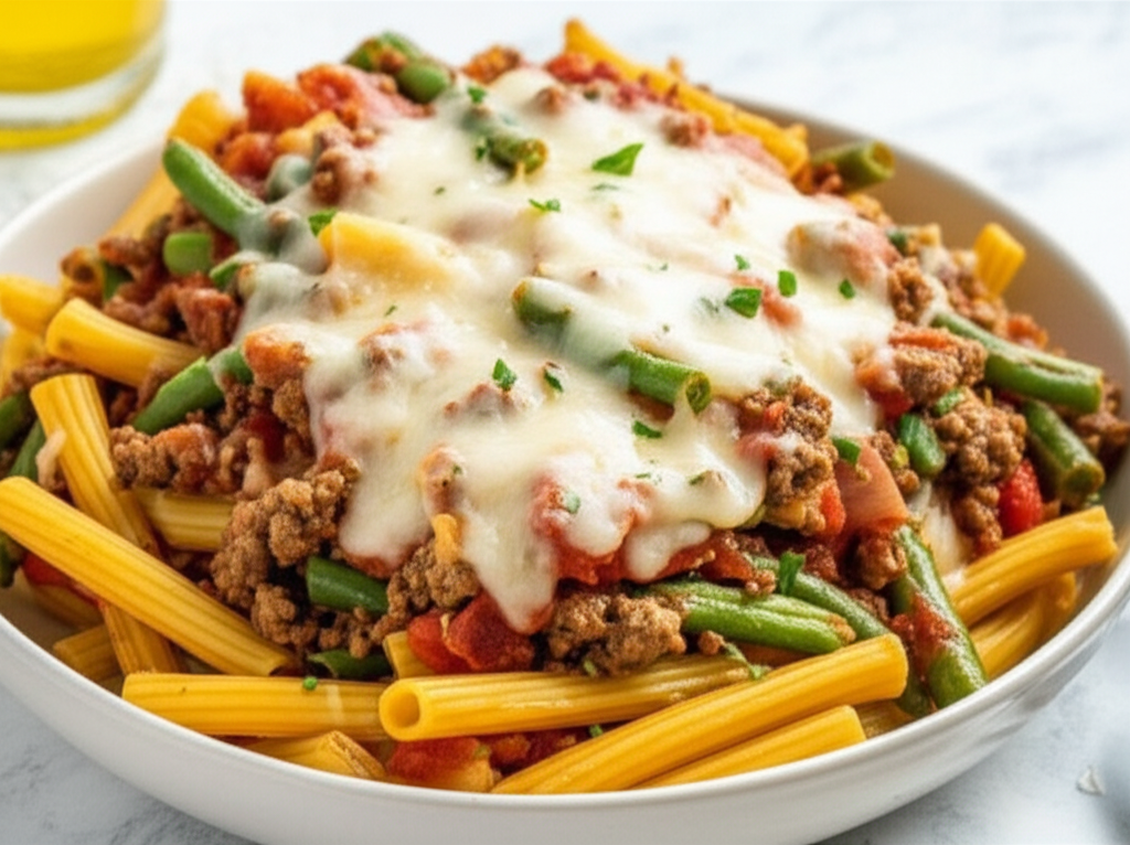 Baked Ziti With Beef And Green Beans image