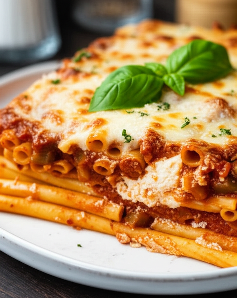 Baked Ziti With Eggplant And Ricotta Cheese image