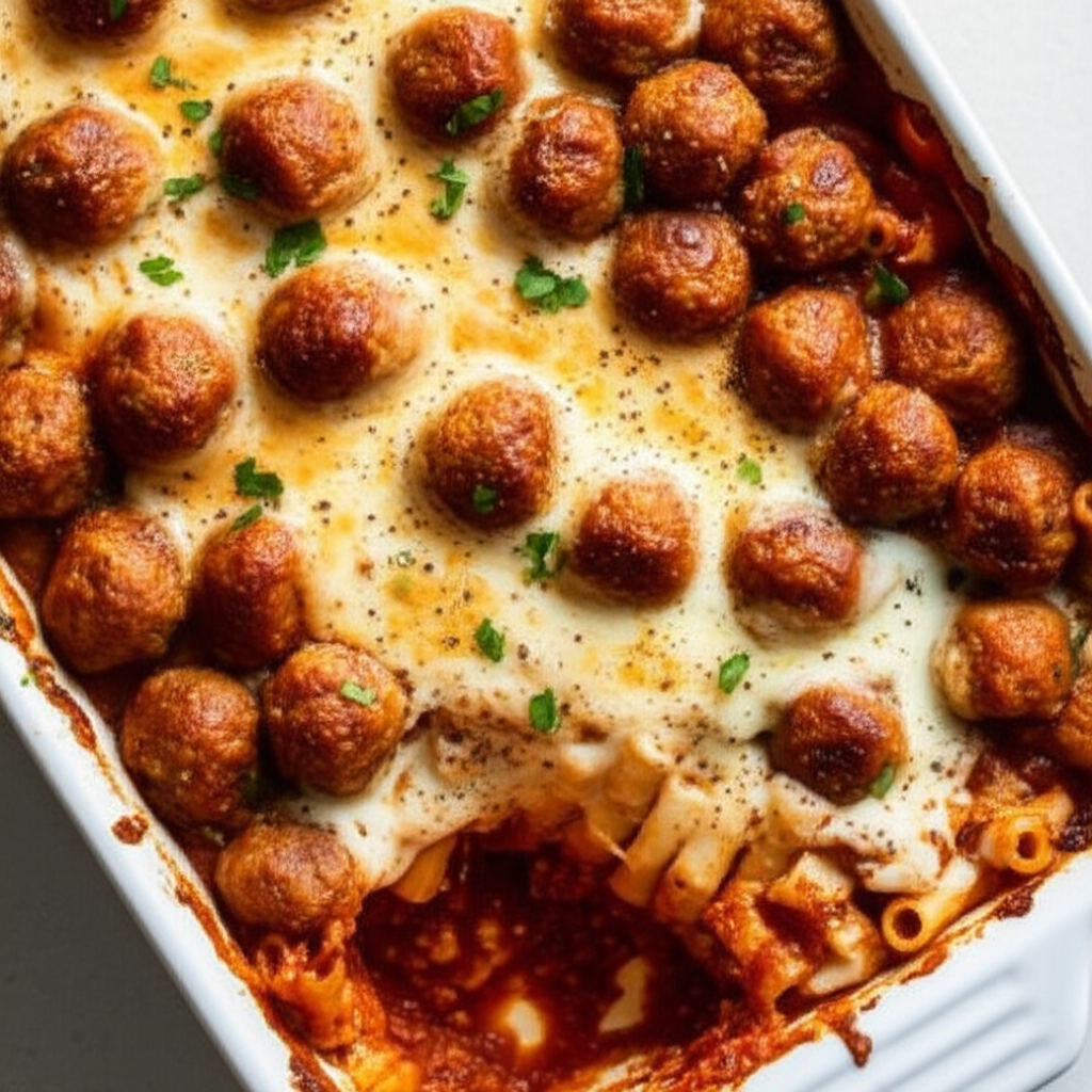 Baked Ziti With Mini Meatballs image
