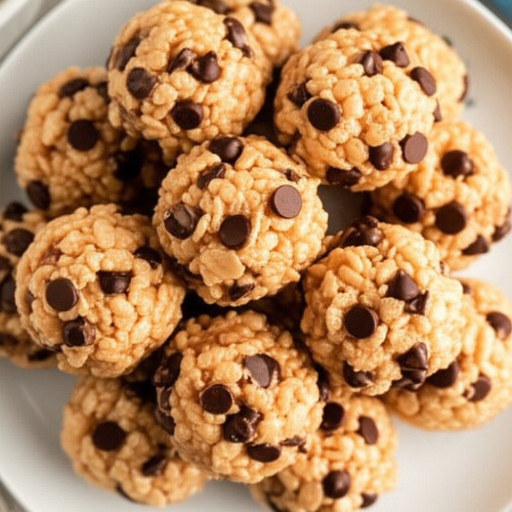 Peanut Butter And Chocolate Chip Rice Krispies Balls image