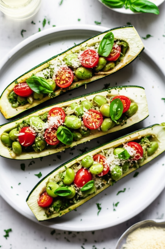 Baked Zucchini With Herbed Broad Beans image