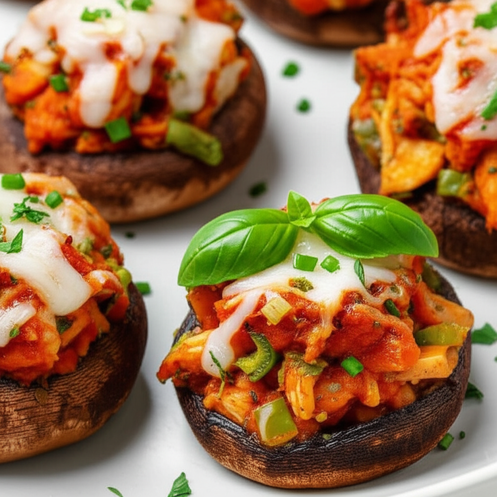 Baked Chicken Stuffed Portabella Mushrooms image