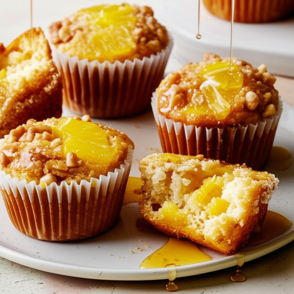 Bakery Style Upside Down Hawaiian Pineapple Muffins image