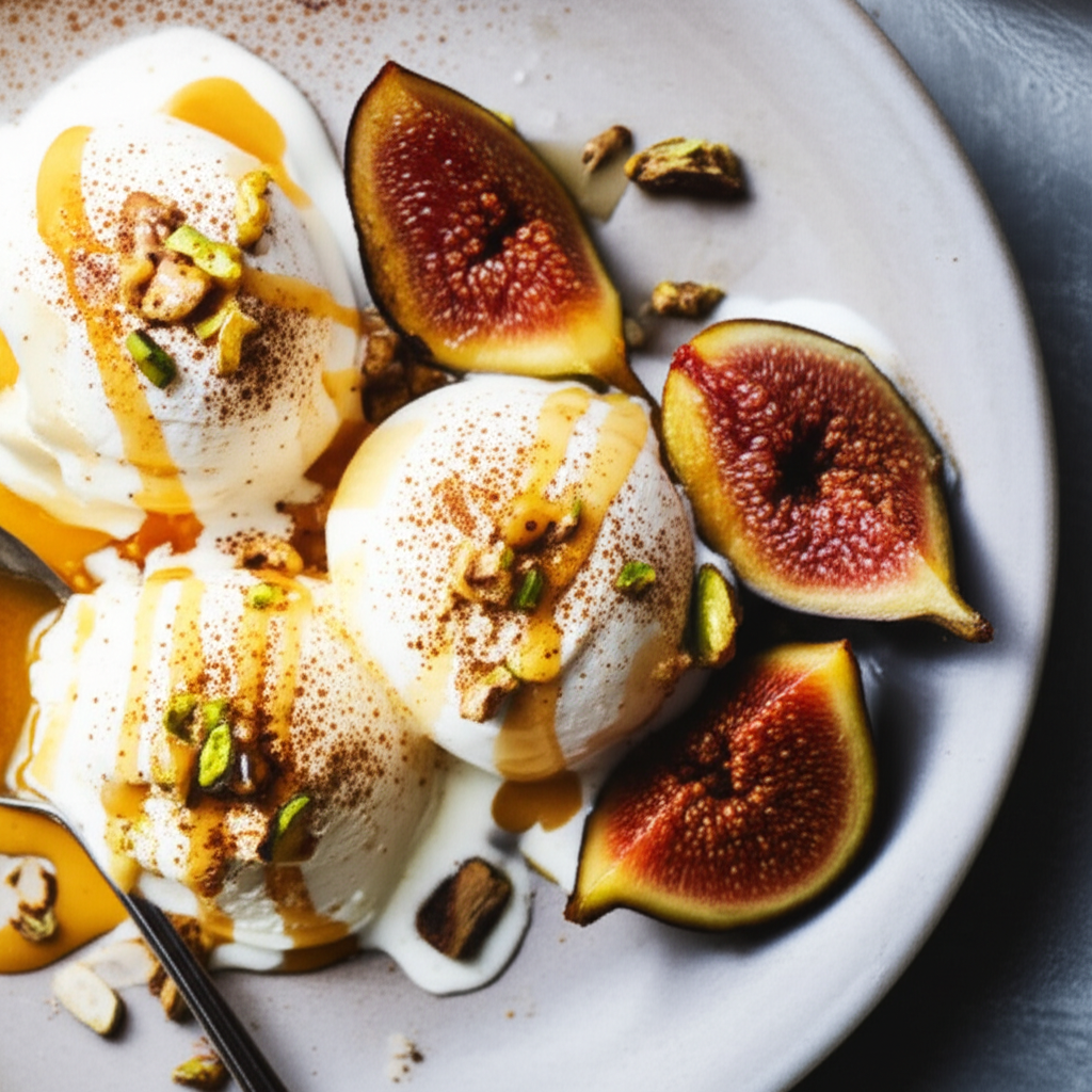 Baklava Ice Cream With Honey Poached Figs image