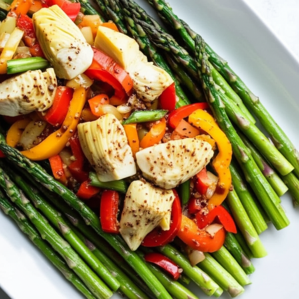 Balsamic Asparagus And Artichokes image