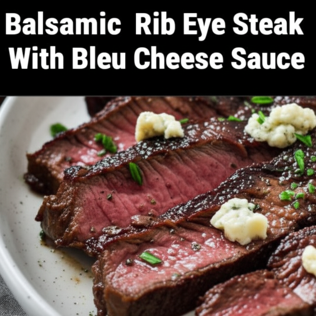 Balsamic Rib Eye Steak With Bleu Cheese Sauce image