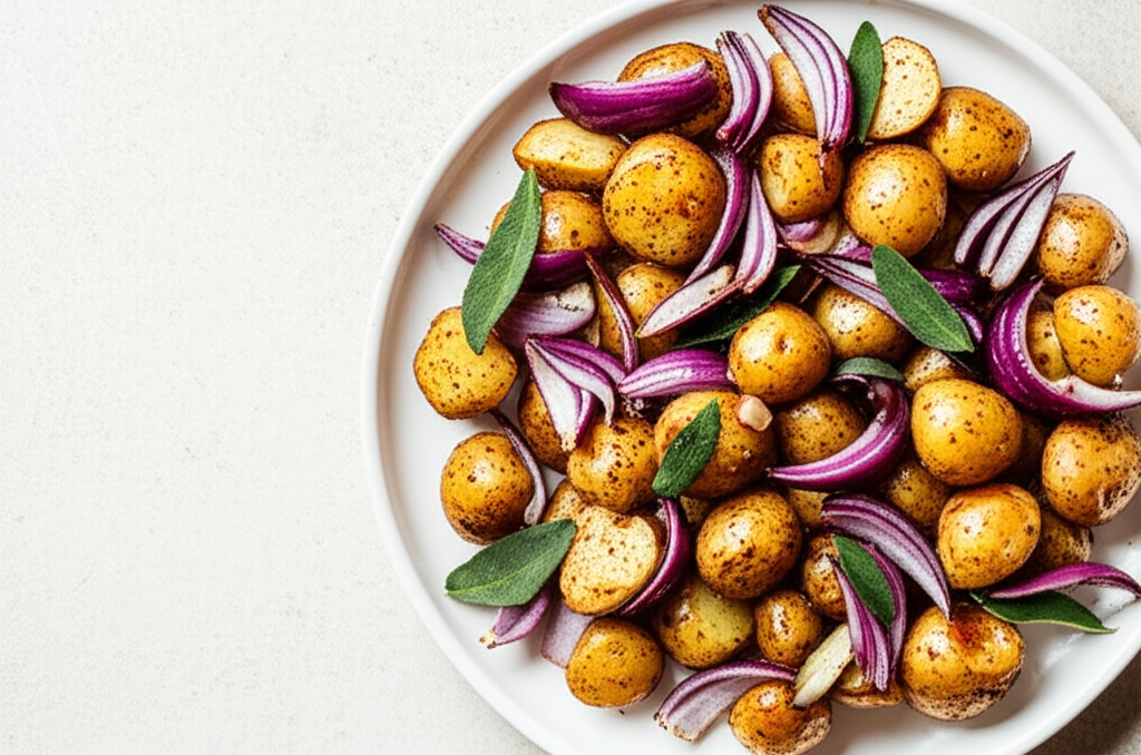 Balsamic Roasted Onions And Potatoes image